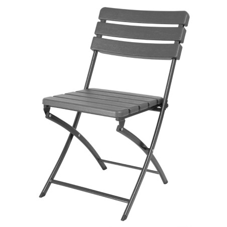 Chaises pliantes HDPE Bolero effet bois gris (lot de 2)