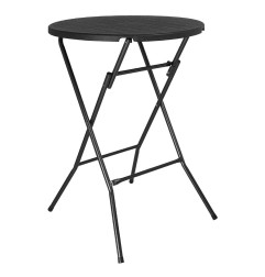 Table de bar pliante HDPE Bolero effet bois noir 800mm