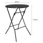 Table de bar pliante HDPE Bolero effet bois noir 800mm