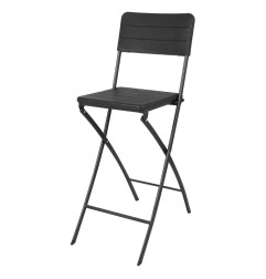 Chaises de bar pliantes HDPE Bolero effet bois noir (lot de 2)