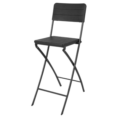 Chaises de bar pliantes HDPE Bolero effet bois noir (lot de 2)