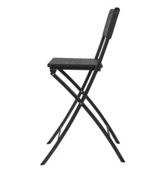 Chaises de bar pliantes HDPE Bolero effet bois noir (lot de 2)