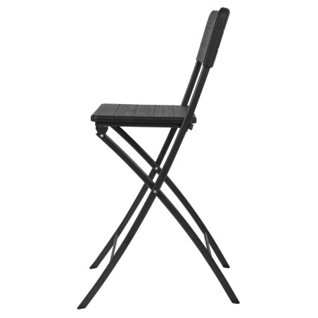 Chaises de bar pliantes HDPE Bolero effet bois noir (lot de 2)