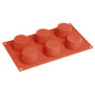 Plaque de 6 moules à gâteau rond en silicone Vogue