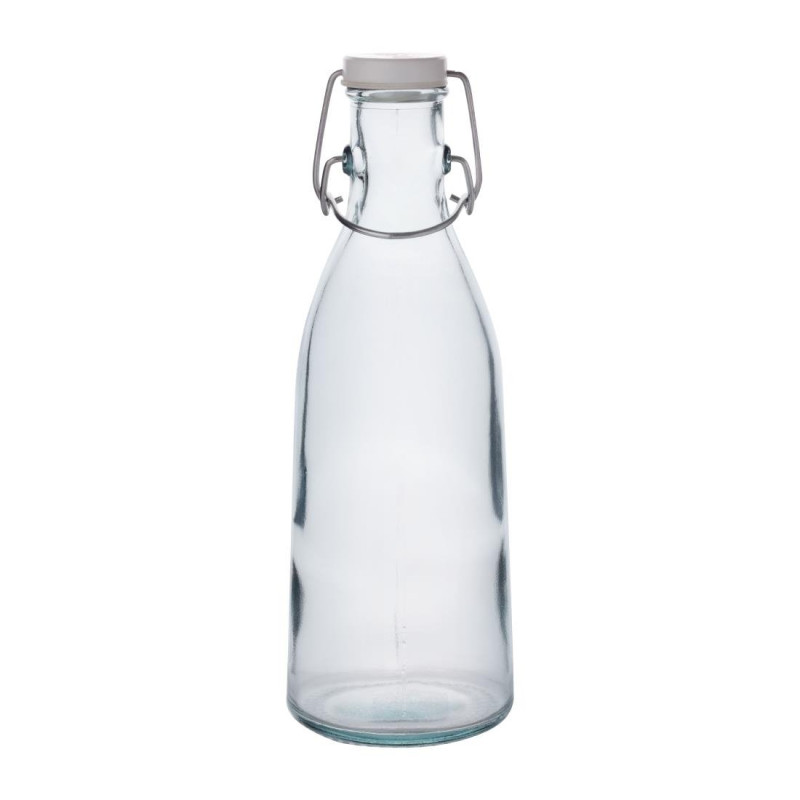 Bouteilles en verre recyclé Olympia avec bouchon mécanique 1L (lot de 6)