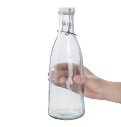 Bouteilles en verre recyclé Olympia avec bouchon mécanique 1L (lot de 6)