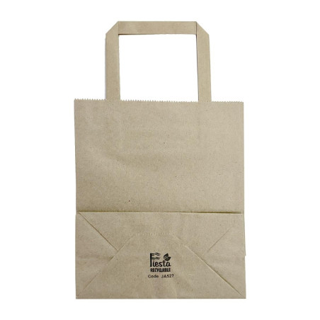 Petits sacs en papier marron à poignées plates Fiesta Recyclables (lot de 250)
