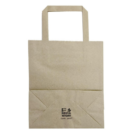 Petits sacs en papier marron à poignées plates Fiesta Recyclables (lot de 250)