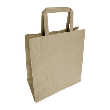 Sacs moyens en papier marron à poignées plates Fiesta Recyclables (lot de 250)
