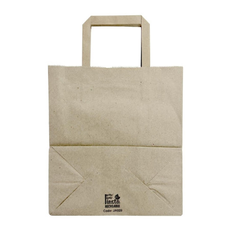Sacs moyens en papier marron à poignées plates Fiesta Recyclables (lot de 250)