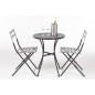 Ensemble table et 2 chaises pliantes d'extérieur en acier noir Bolero 