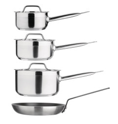 Ensemble 4 pièces casseroles avec couvercles et poêle Nisbets Essentials Cook Like A Pro