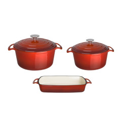 Lot de 3 plats en fonte Vogue rouges