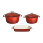 Lot de 3 plats en fonte Vogue rouges