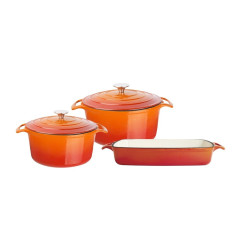Lot de 3 plats en fonte Vogue orange