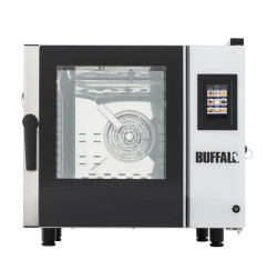 Four mixte compact à écran tactile Buffalo 6 x GN 1/1 avec support, kit d'installation et hotte d'extraction