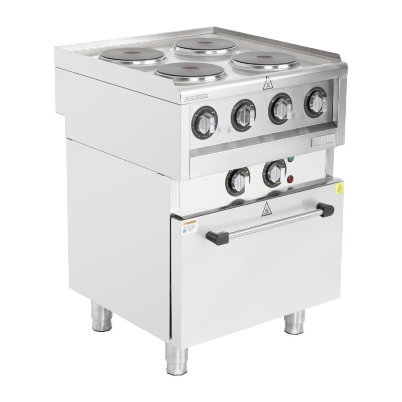 Fourneau électrique 4 feux sur four à convection Buffalo Série 600