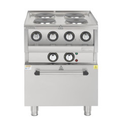 Fourneau électrique 4 feux sur four à convection Buffalo Série 600