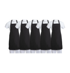 Tabliers bavette en polycoton Whites noirs (lot de 5)