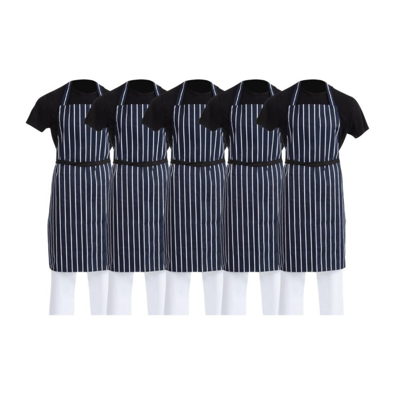 Tabliers bavettes Whites rayés marine et blanc (lot de 5)