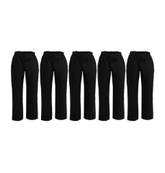 Pantalons de cuisinier mixtes en polycoton Whites Vegas noirs L (lot de 5)