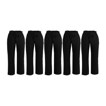 Pantalons de cuisinier mixtes en polycoton Whites Vegas noirs L (lot de 5)