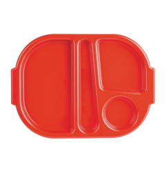 Grands plateaux repas à compartiments en polypropylène Olympia Kristallon rouges 375mm (Box 10)
