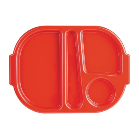 Grands plateaux repas à compartiments en polypropylène Olympia Kristallon rouges 375mm (Box 10)