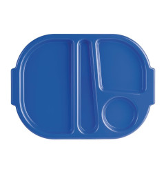 Grands plateaux repas à compartiments en polypropylène Olympia Kristallon bleus 375mm (Box 10)