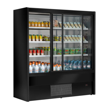 Vitrine libre-service réfrigérée Zoin Cervinho noire avec portes coulissantes 1200mm