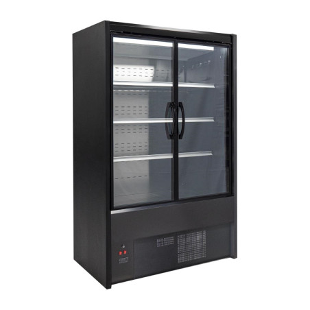 Vitrine libre-service réfrigérée Zoin Cervinho noire avec portes battantes 1000mm