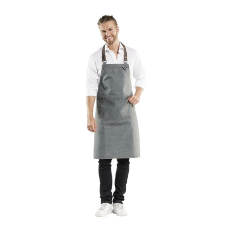 Tablier bavette mixte Chaud Devant Forene gris denim 70x90cm 