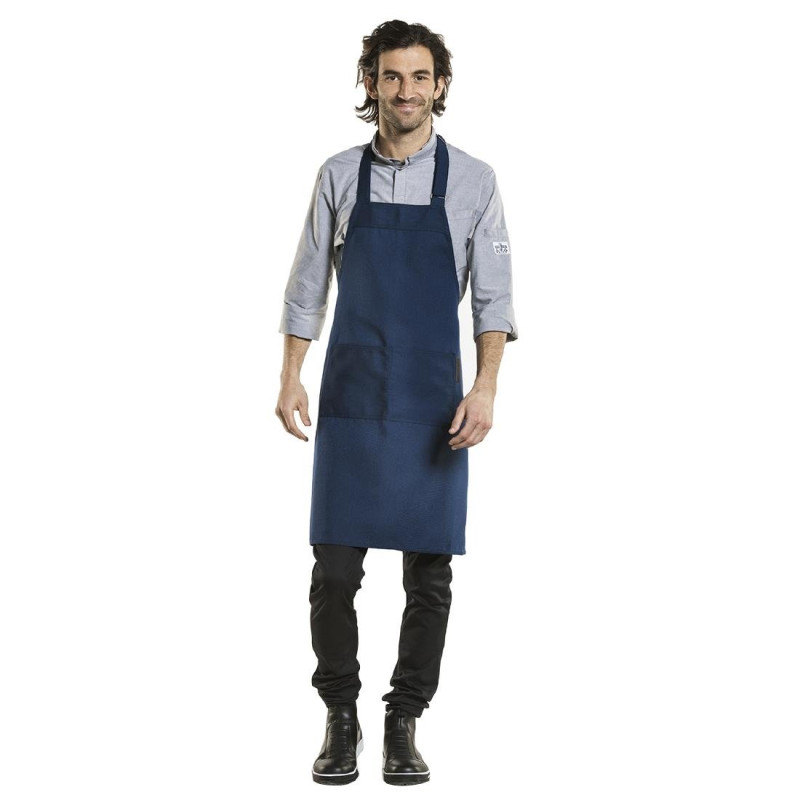 Tablier bavette mixte Chaud Devant Nordic Base bleu 70x85 cm