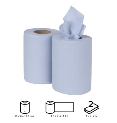 Bobines bleues à alimentation centrale Nisbets Essentials 2 plis 320 feuilles (lot de 2)