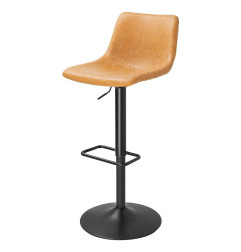 Tabourets de bar réglables Bolero Diego vintage camel (lot de 2)