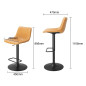 Tabourets de bar réglables Bolero Diego vintage camel (lot de 2)