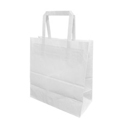 Sacs en papier blanc moyens avec poignées plates Fiesta Recyclable (lot de 250)