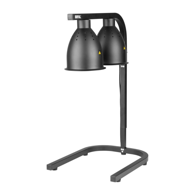 Lampe chauffante double sur pied Buffalo noir mat
