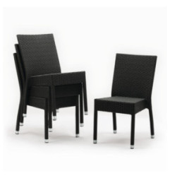 Chaises en rotin PE Bolero anthracite (Lot de 4)