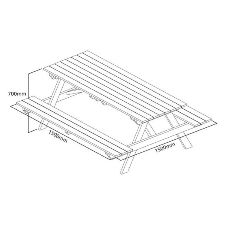 Table pique-nique en bois 1,5m