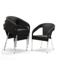 Fauteuils enveloppants bistro en rotin PE anthracite Bolero (lot de 4)