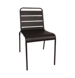 Chaise à lattes en acier Bolero noire lot de 4