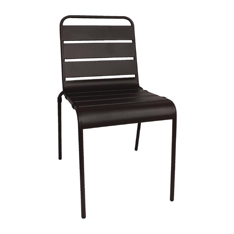 Chaise à lattes en acier Bolero noire lot de 4