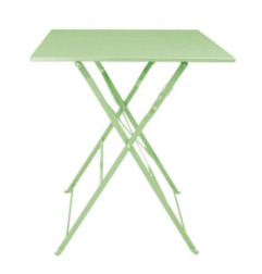 Table de terrasse carrée pliante en acier Bolero vert clair 600 mm