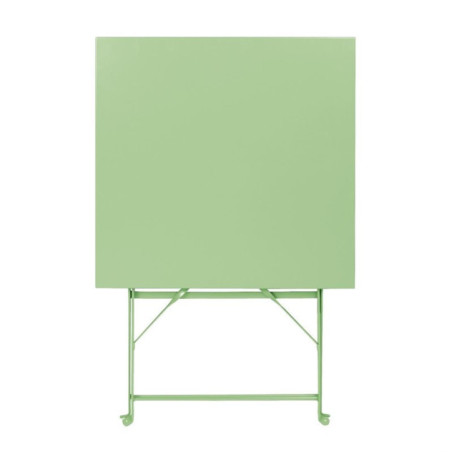Table de terrasse carrée pliante en acier Bolero vert clair 600 mm