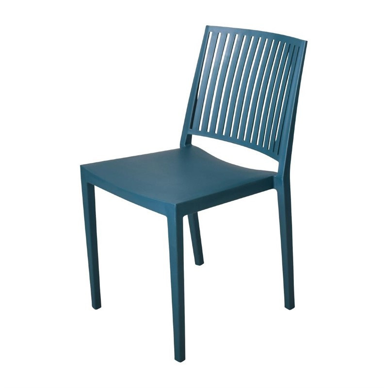 Chaises d'extérieur en polypropylène empilables Baltimore bleu pétrole (lot de 4)