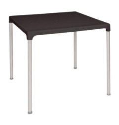 Table carrée avec pieds aluminium Bolero noire 750mm