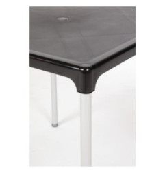 Table carrée avec pieds aluminium Bolero noire 750mm