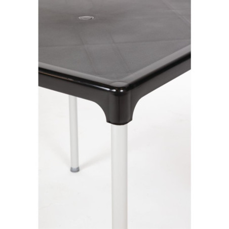 Table carrée avec pieds aluminium Bolero noire 750mm