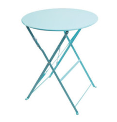 Table de terrasse ronde en acier Bolero bleu turquoise 595mm